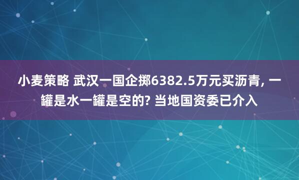 小麦策略 武汉一国企掷6382.5万元买沥青, 一罐是水一罐是空的? 当地国资委已介入